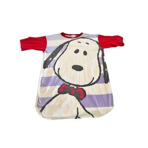 Vintage Snoopy Graphic T-Shirt -‎ Pre-Owned, Red Sleeves, Fun Striped Design